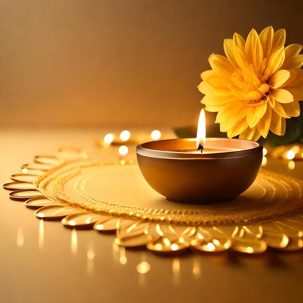 Foto wunderschöner diwali abstrakter blumiger hintergrund mit gelben blumen platz für ihren text