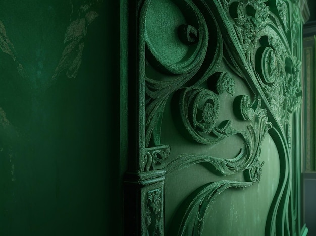 Wunderschöner grüner dekorativer venezianischer Putz-Wandabschluss