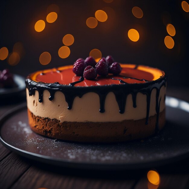 wunderschöner Käsekuchen, filmische Beleuchtung