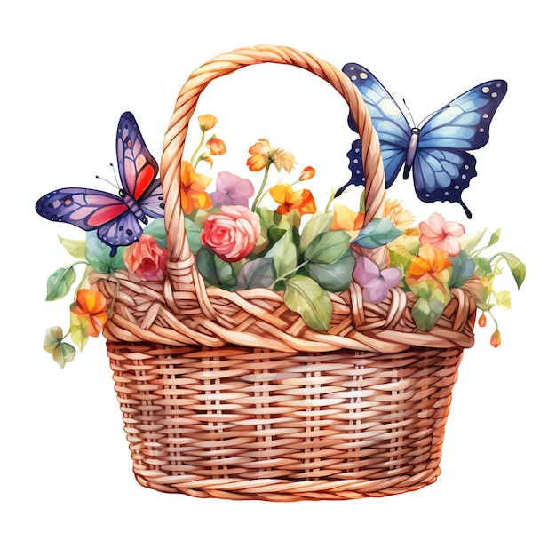 wunderschöner Korb magische Märchen-Clipart-Illustration