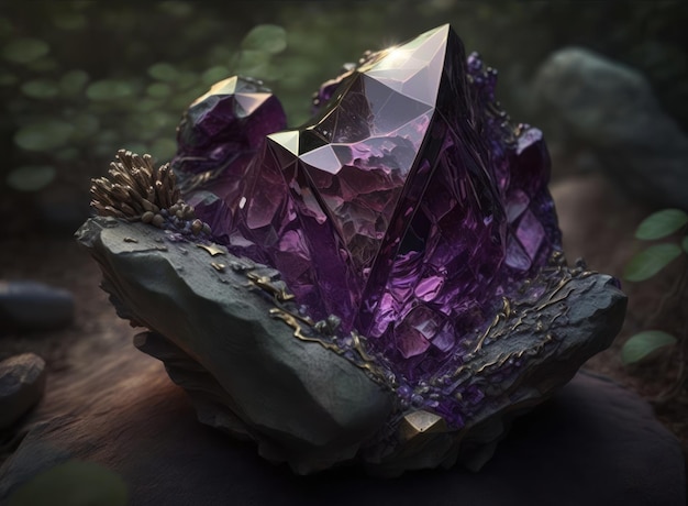 Wunderschöner lila Amethyst natürlicher Edelstein Generative KI-Technologie