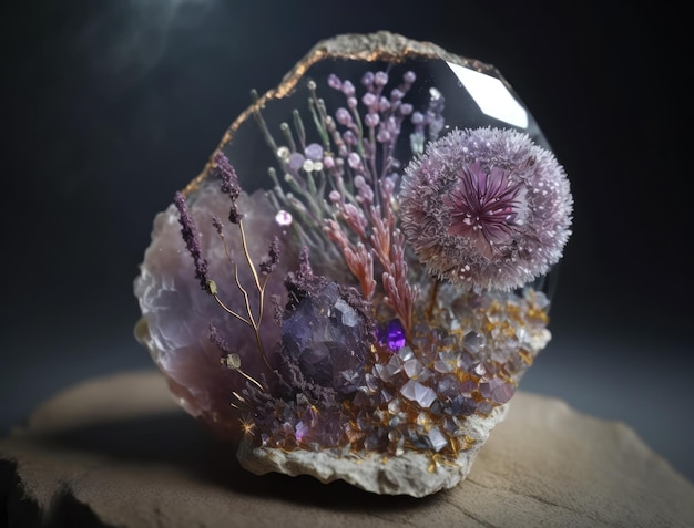Wunderschöner lila Amethyst natürlicher Edelstein Generative KI-Technologie
