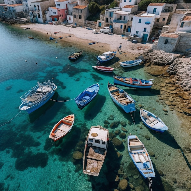 Wunderschöner Meerblick, Blick auf das Meer von der Stadt aus, Blick auf ein mediterranes Haus