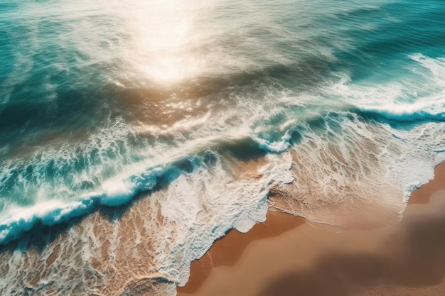 Wunderschöner natürlicher Sommerurlaub Hintergrund Arial von oben nach unten blaue Wasserwellen Ai erzeugt