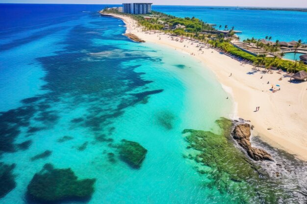 Wunderschöner paradiesischer Strand mit klarem, blauem Wasser und weichem Sand