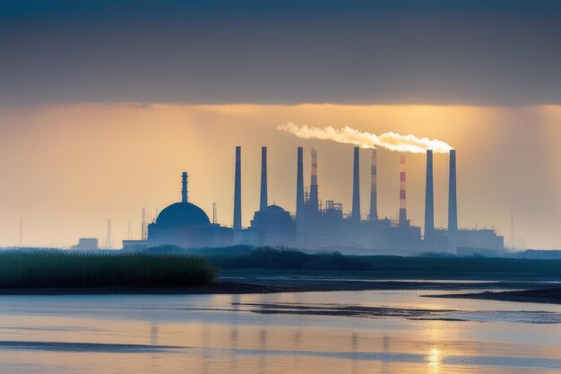 Foto wunderschöner sonnenuntergang über dem see