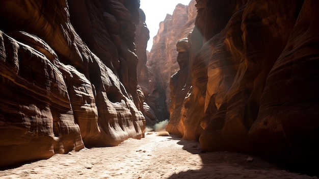 Wunderschöner Sonnenuntergang über den dramatischen und farbenfrohen Wänden des Canyons, generiert von KI