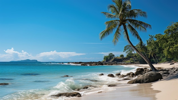 Wunderschöner Strand mit klarem blauen Himmel