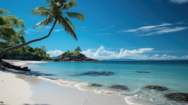 Wunderschöner Strand mit klarem blauen Himmel