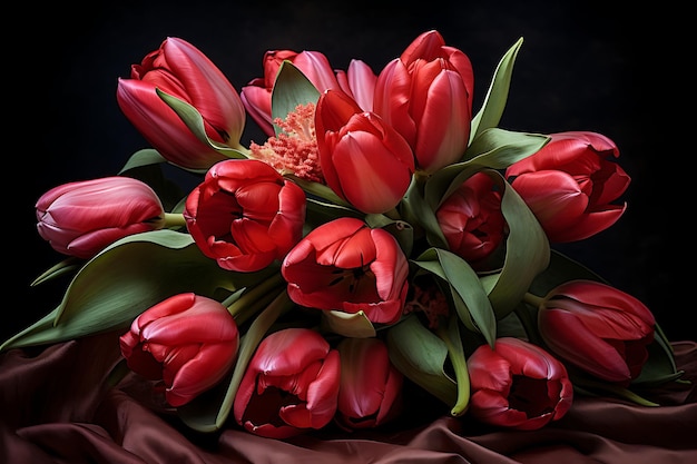 Wunderschöner Strauß roter Tulpen
