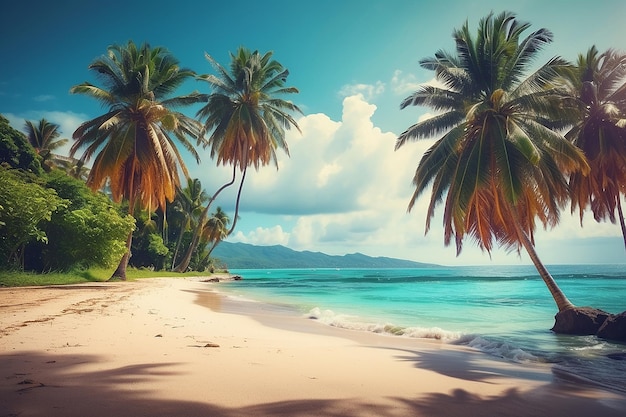 Wunderschöner tropischer Strand und Meer mit Kokospalme