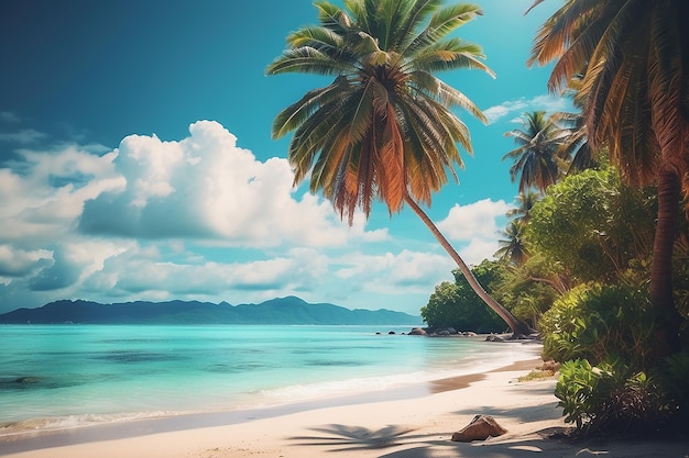 Wunderschöner tropischer Strand und Meer mit Kokospalme