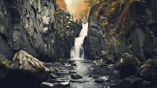 Wunderschöner Wasserfall in der generativen KI des Waldes