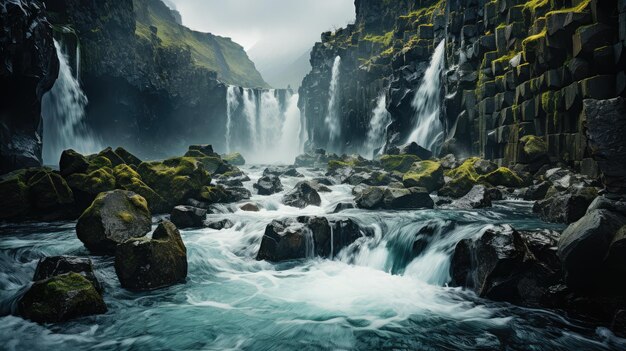 wunderschöner Wasserfall von oben in Island