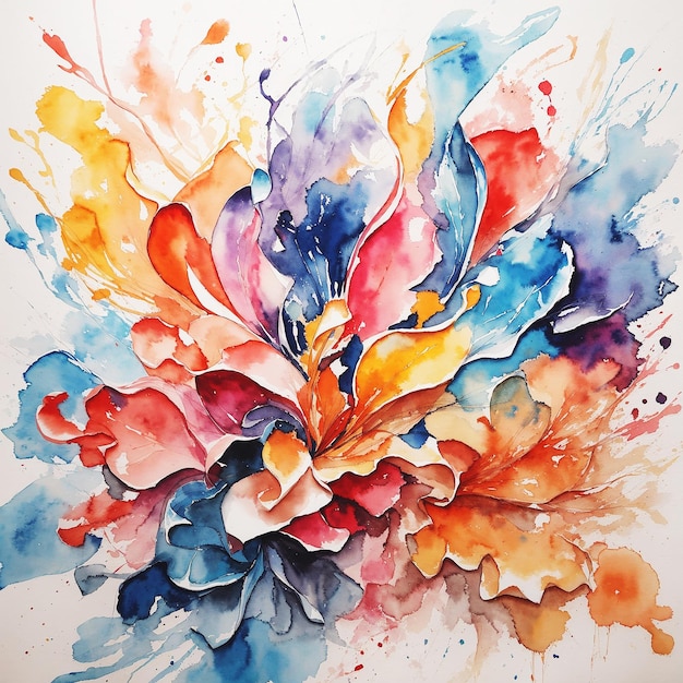 Wunderschönes abstraktes Aquarell mit buntem Papierschnitt-Gemälde auf Papier. HD-Aquarellbild