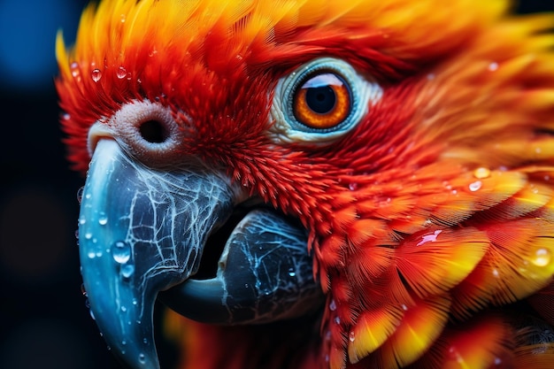 Wunderschönes Close-Up-Porträt eines lebendigen Papageienvögels Generative KI