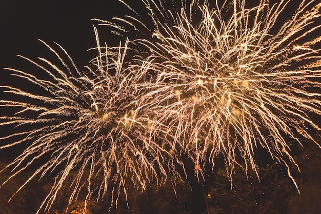 Wunderschönes Feuerwerk zum Feiern mit unscharfem Bokeh-Licht