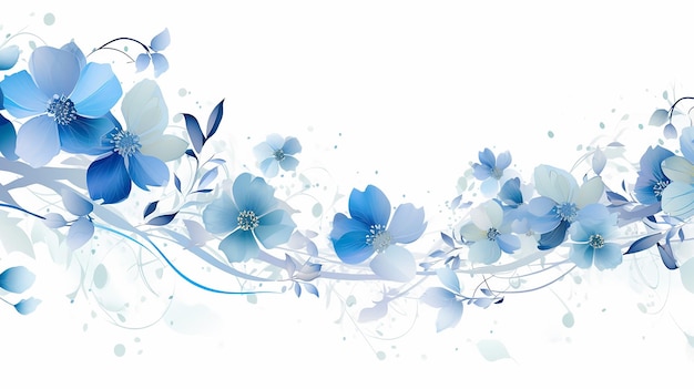 wunderschönes Hochzeitsblumen-Design mit abstraktem blauem Hintergrund auf weißem isolierten Hintergrund