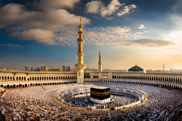 Foto wunderschönes kaaba hadsch-pilgerbild in mekka umra eid al adha