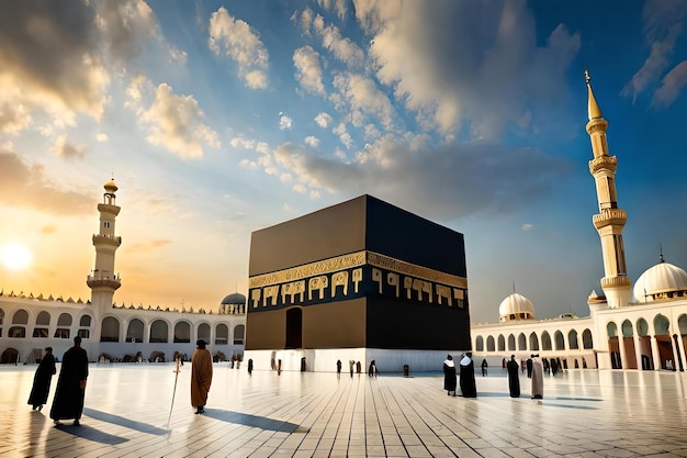 Foto wunderschönes kaaba hadsch-pilgerbild in mekka umra eid al adha