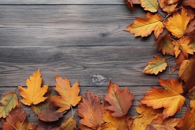 Wunderschönes Laub Herbststimmung das Laub liegt auf einem weißen Holztisch AI generativ