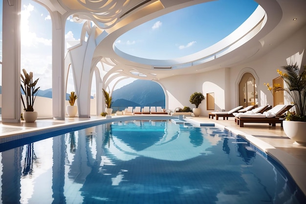 Foto wunderschönes luxushotel-schwimmbad