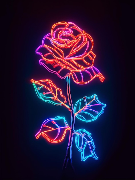 Wunderschönes Neonlicht der generativen Rosen-KI