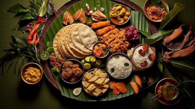 Wunderschönes Onam-Festival in Kerala mit generativem Essen aus Kerala