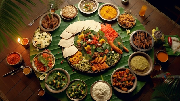 Wunderschönes Onam-Festival in Kerala mit generativem Essen aus Kerala