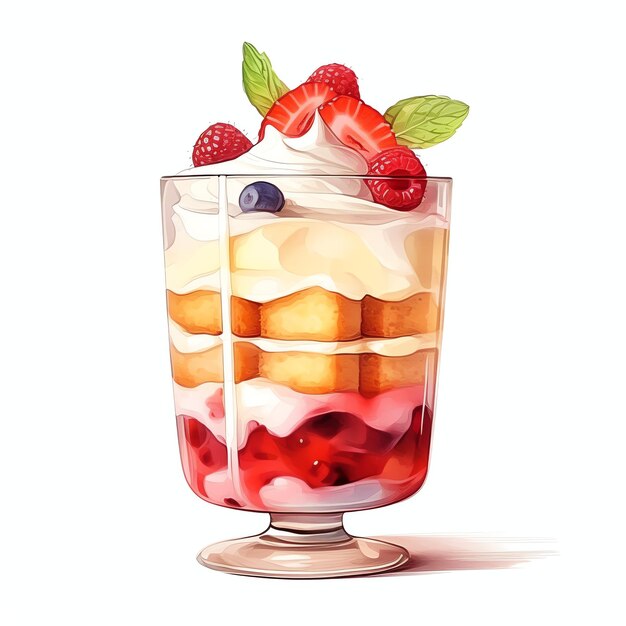 wunderschönes Parfait mit Schichten von Güte schmackhaftes Dessert Clipart Illustration