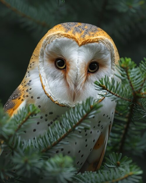 Foto wunderschönes porträt von barn-eule vogel in einem wald im hintergrund wildtiere close-up-barn-eule