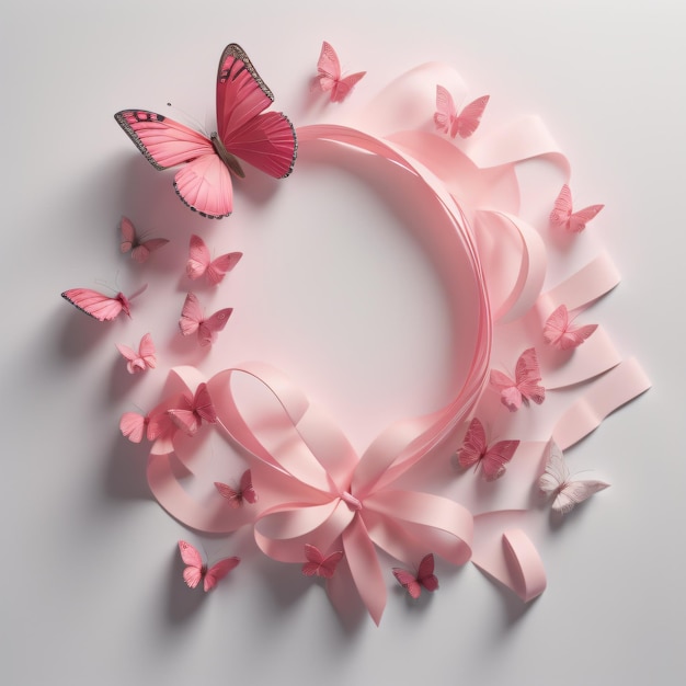 Wunderschönes rosa Band mit rosa Schmetterlingen