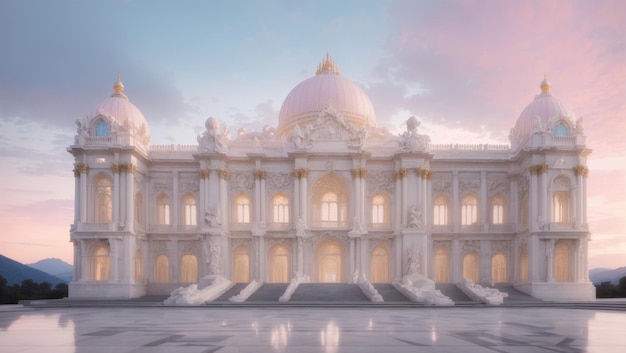 Wunderschönes Schloss von Versailles in pastellfarbener Wolkenlandschaft