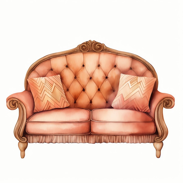 wunderschönes Sofa in einem Boho-Stil Clipart-Illustration