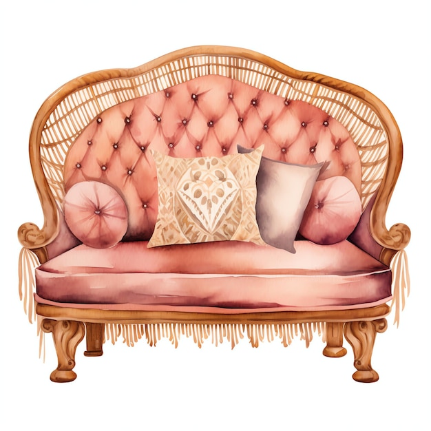 wunderschönes Sofa in einem Boho-Stil Clipart-Illustration