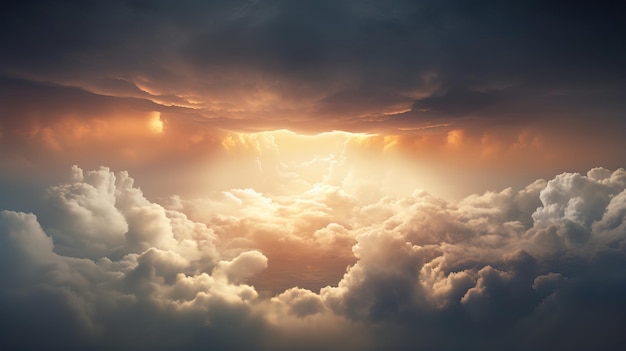 Wunderschönes Sonnenlicht am wunderschönen Himmel und Wolken im Fantasy-Stil