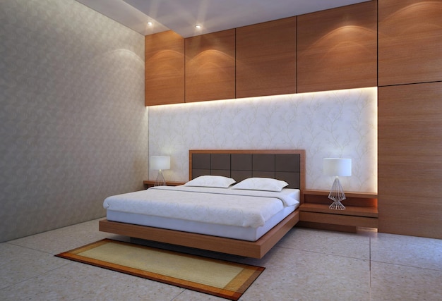 Wunderschönes und einfaches Schlafzimmer-Innendesign