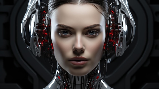 wunderschönes weibliches Cyborg-HD-8K-Hintergrundbild
