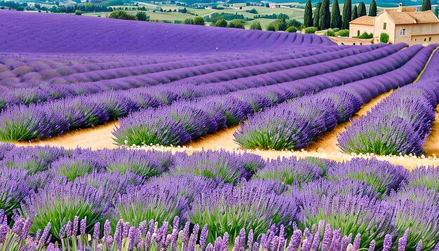 Wundervolle Sommerlandschaft mit Lavendelfeldern in der Provence Valensole Frankreich