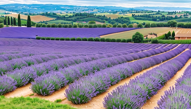 Wundervolle Sommerlandschaft mit Lavendelfeldern in der Provence Valensole Frankreich