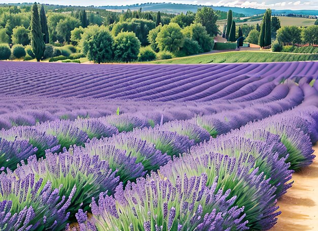 Wundervolle Sommerlandschaft mit Lavendelfeldern in der Provence Valensole Frankreich