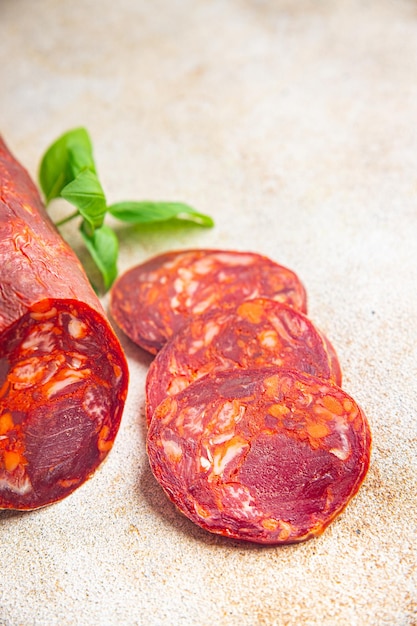 wurst chorizo fleischgericht mahlzeit essen snack auf dem tisch kopieren raum essen hintergrund