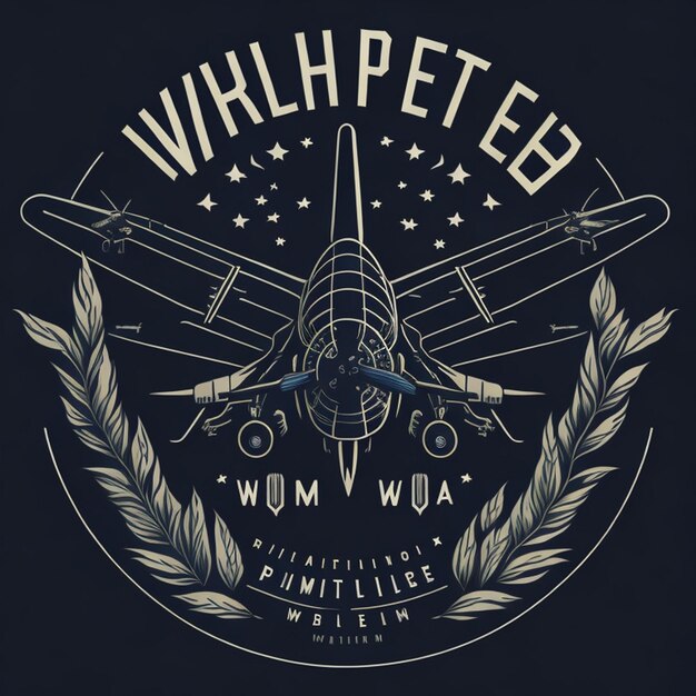 Foto ww2-kämpferflugzeugkreis-t-shirt-design im stil detaillierter botanischer illustrationen