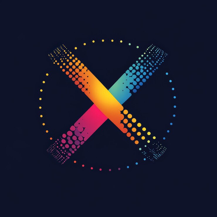 Foto una x colorida sobre un fondo negro con la palabra x