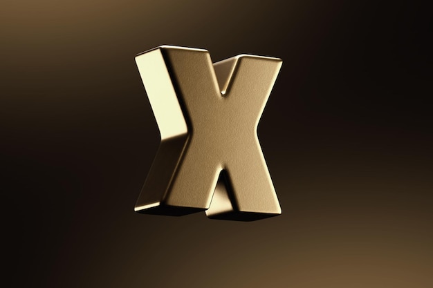 x letra 3d renderizado oro ilustración fondo negro dorado aislado Ilustración 3D