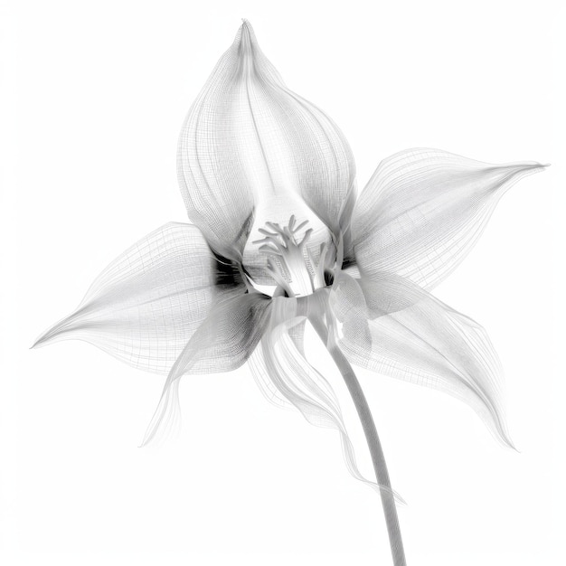 X-ray Black And White Lily Of The Valley Uma impressionante ilustração em 3D