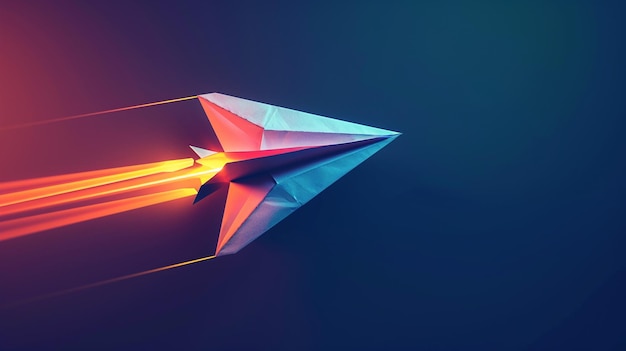 xAA-Bild eines abstrakten Papierflugzeugs, das auf das Ziel 2024-2025 zugeht Ikon, das den ehrgeizigen Flug veranschaulicht, aufgenommen mit Studio-Beleuchtung
