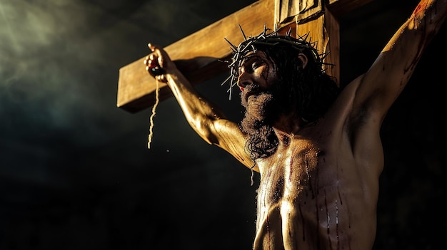 Foto xaa fotografía que captura la agonía y la gracia de cristo en la cruz