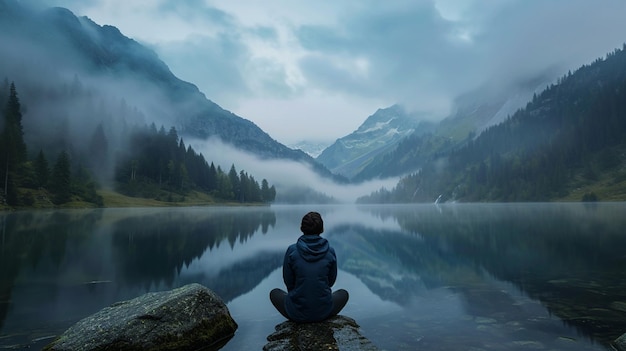 XAA fotografía que captura un momento sereno de meditación y tranquilidad