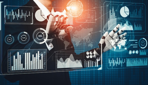 XAI AI futurista pensando en el concepto de inteligencia artificial de robot droide